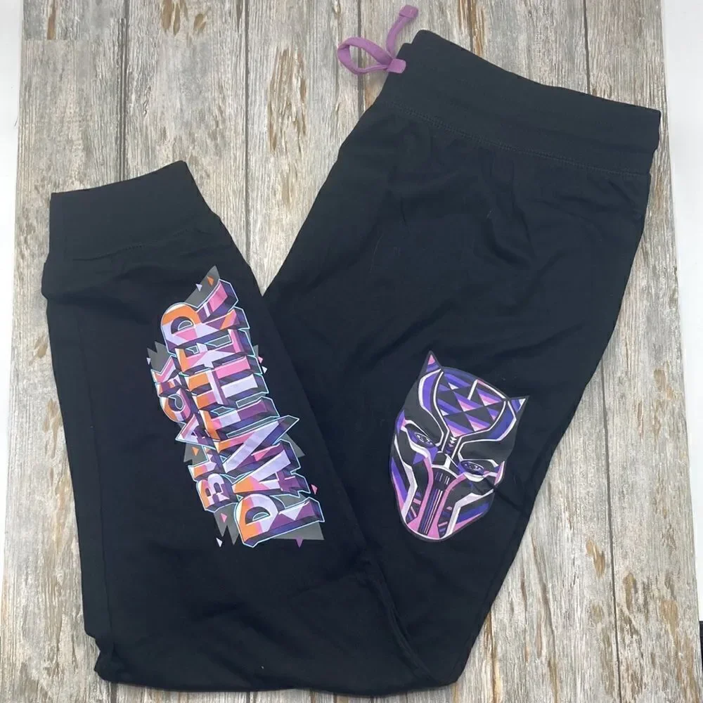 Mens Marvel Graphic Black Panther Wakanda Forever Lounge Jogger Pants Size M